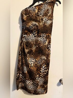 Stop Staring Leopard Print Satin Skirt - Black Brown Cream